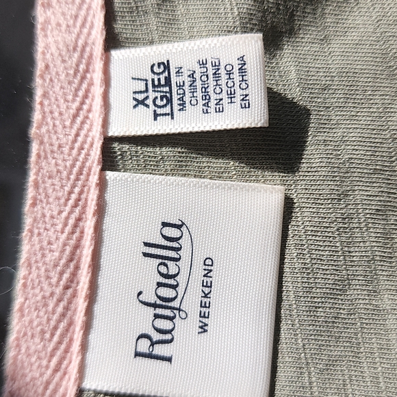 Rafaella Olive Green & Pink Embroidered Floral Print Cold Shoulder Dress Sz XL - Picture 8 of 9